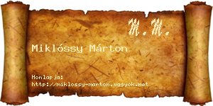 Miklóssy Márton névjegykártya