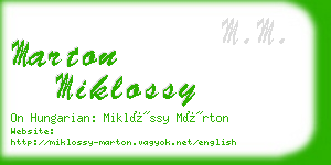 marton miklossy business card
